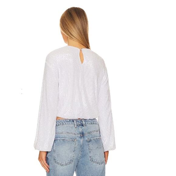 Show Me Your Mumu “Good Times” White Sequined Long Sleeve Top – NWT Large - Picture 5 of 10
